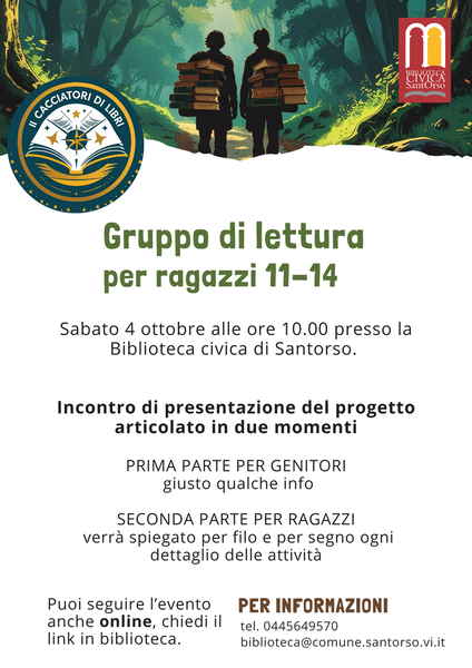 Gruppo di lettura per ragazzi 11-14 anni Gruppo di lettura per ragazzi 11-14 anni